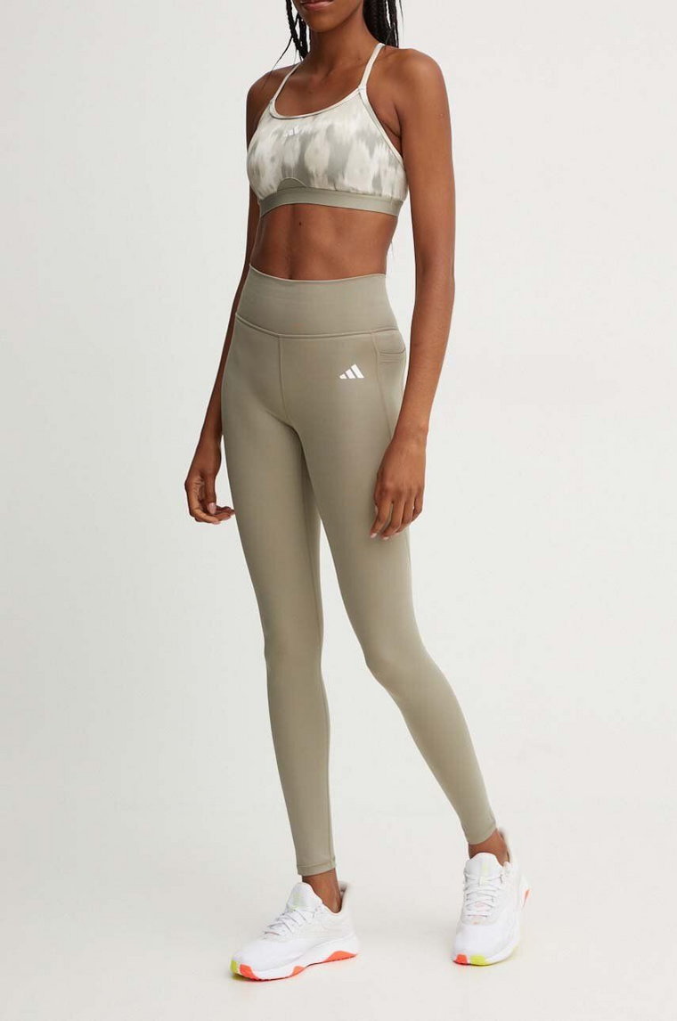 adidas Performance legginsy treningowe Strength kolor zielony gładkie IX5024