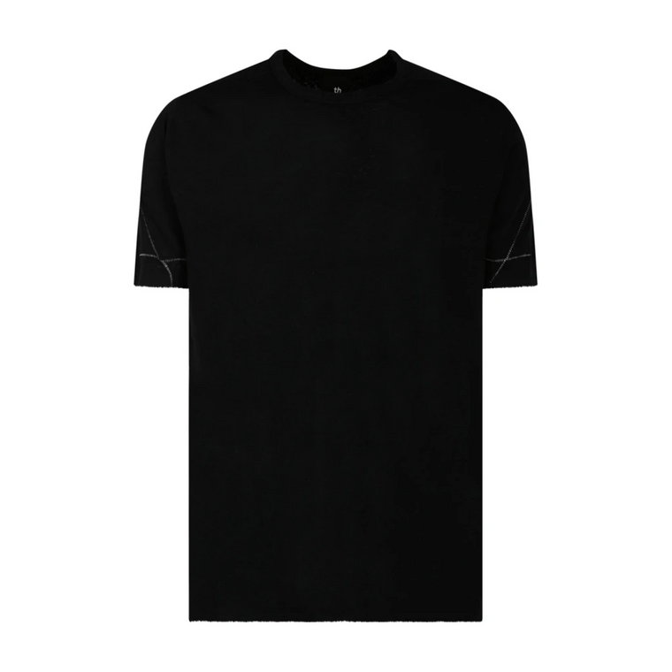 Czarna koszulka z krótkim rękawem z szwami blizn Thom Krom
