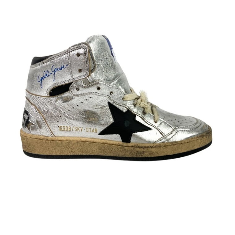 Srebrne Sky Star Wysokie Sneakersy Golden Goose