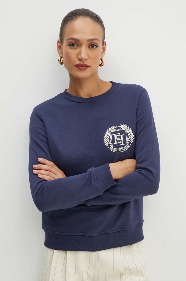 Elisabetta Franchi bluza damska kolor granatowy z aplikacją MD00446E2