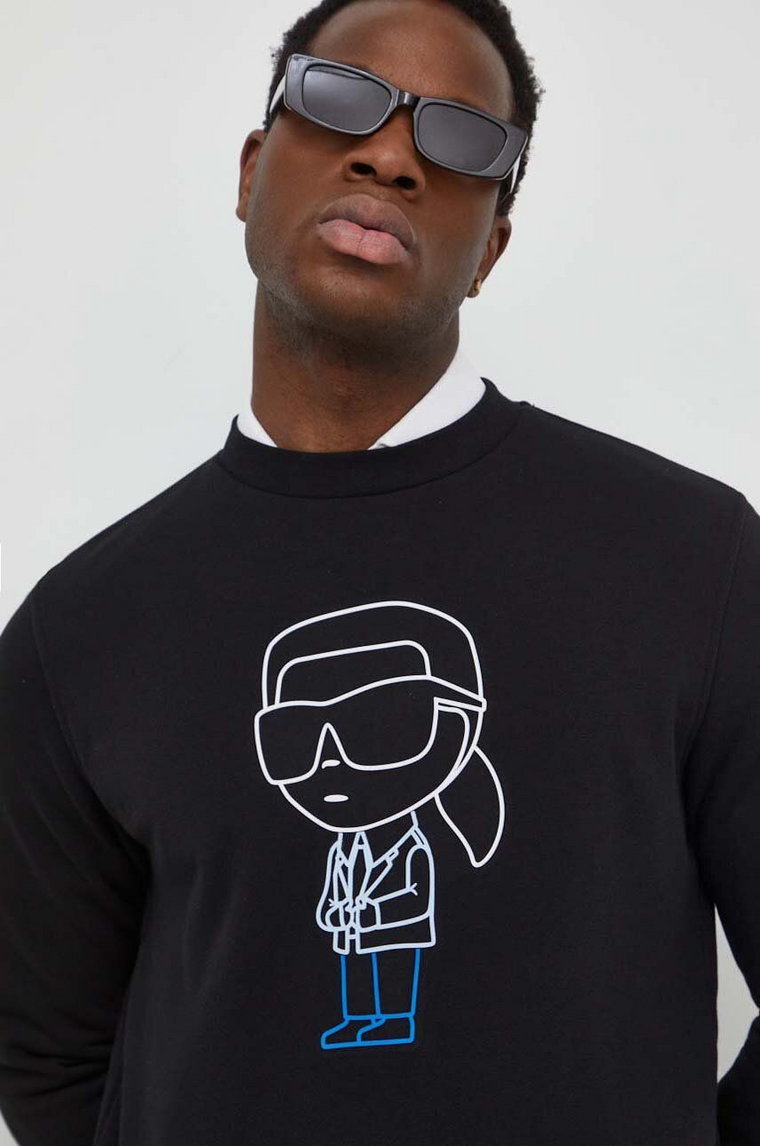 Karl Lagerfeld bluza męska kolor czarny z aplikacją