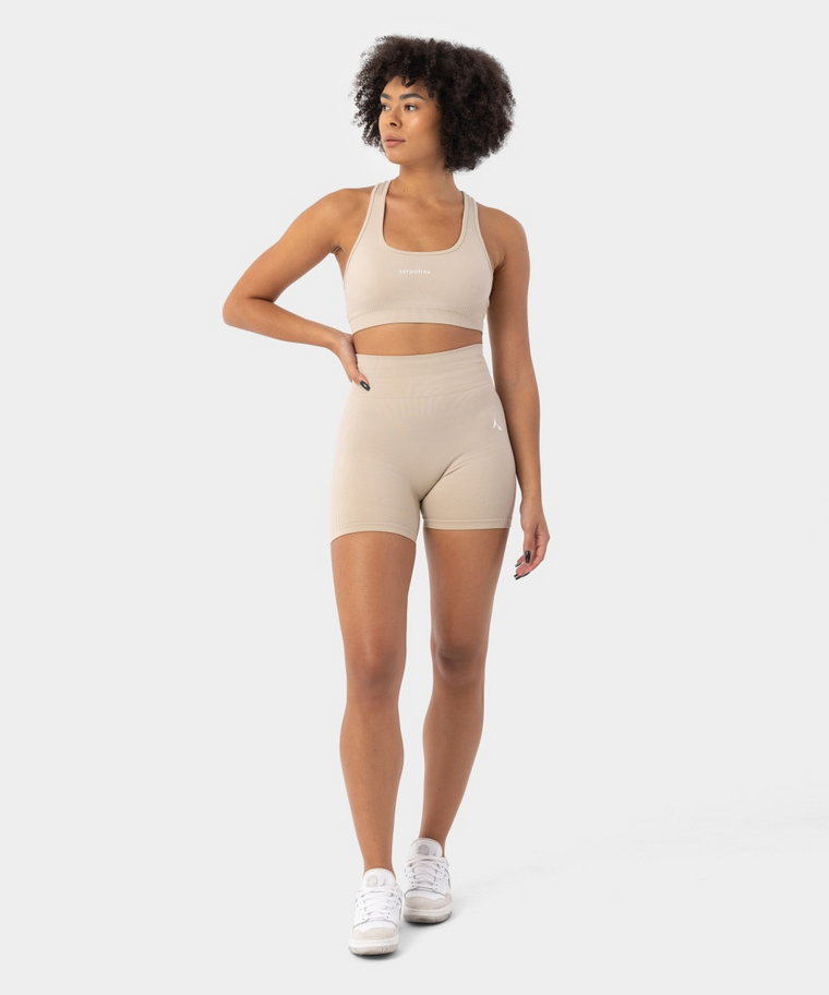 Damskie legginsy treningowe krótkie Carpatree Blaze Seamless Shorts - beżowe