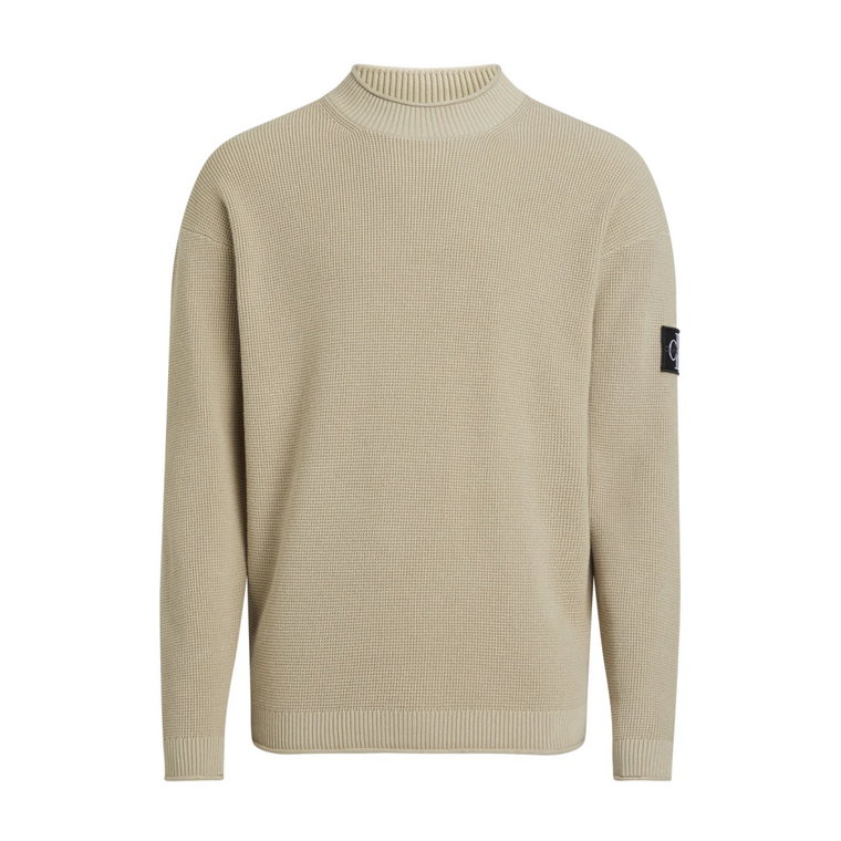 Beżowy Sweter z Logo Calvin Klein