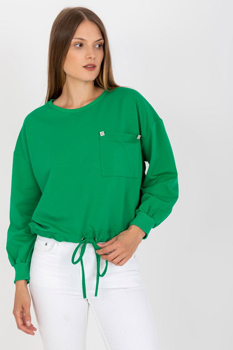 Zielona bluza bez kaptura z kieszenią RUE PARIS