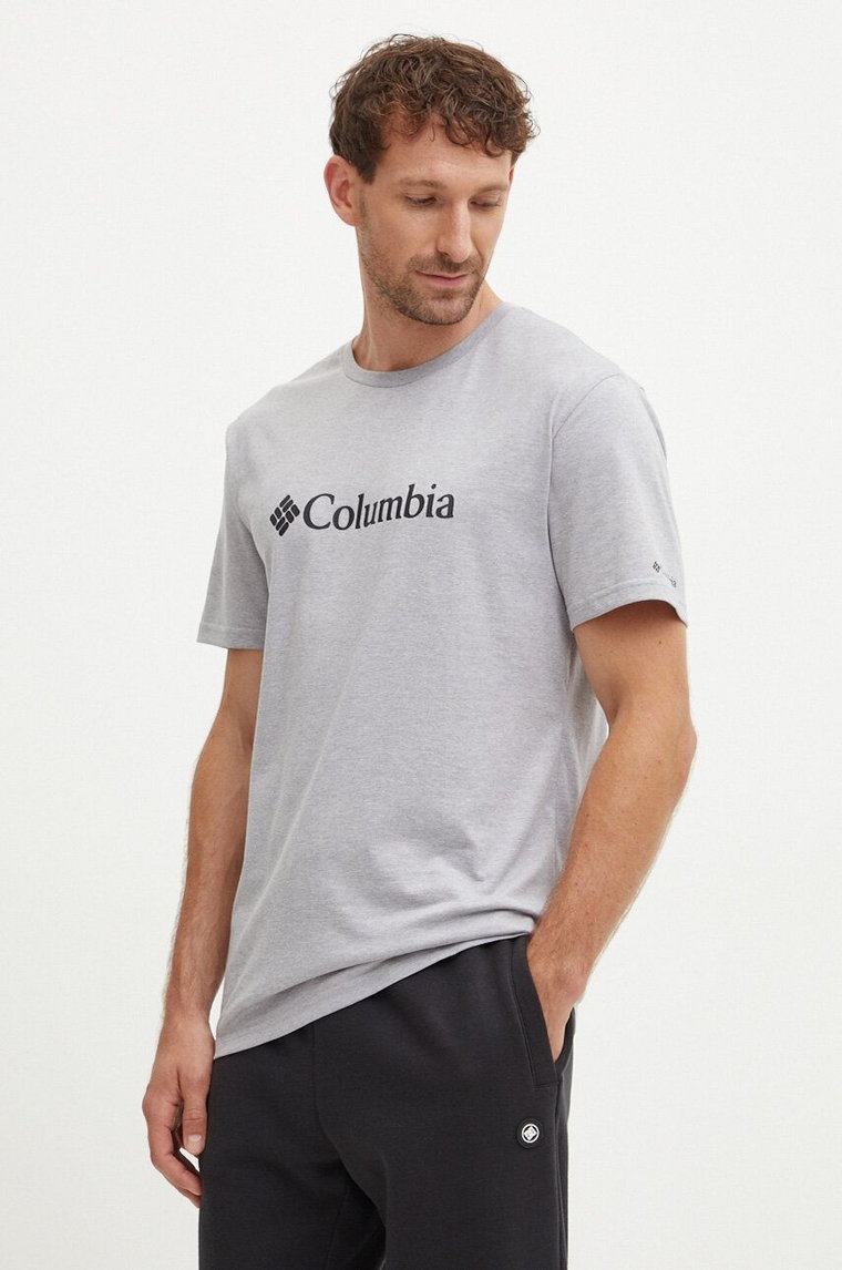 Columbia t-shirt CSC Basic Logo męski kolor szary z nadrukiem 1680053