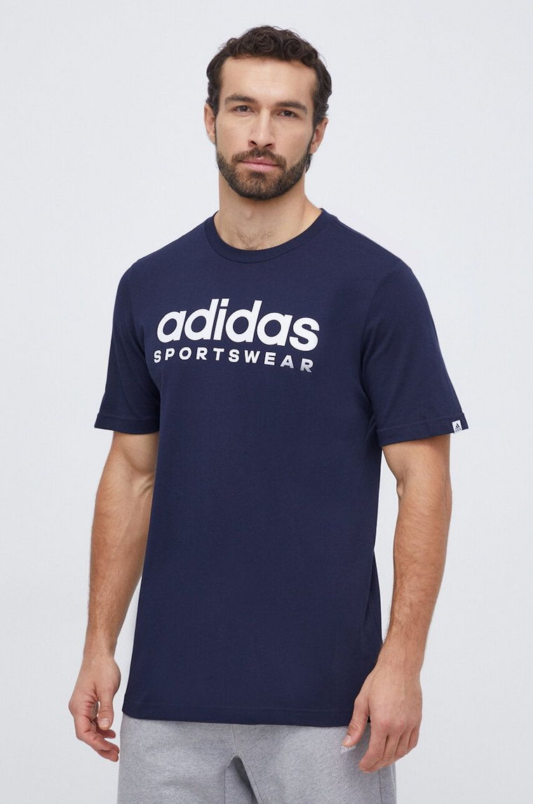 adidas t-shirt bawełniany męski kolor granatowy z nadrukiem IW8834