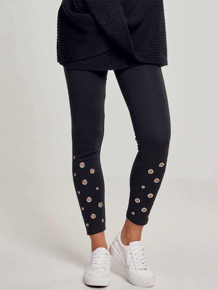 Ladies Eyelet Leggings Black TB2366