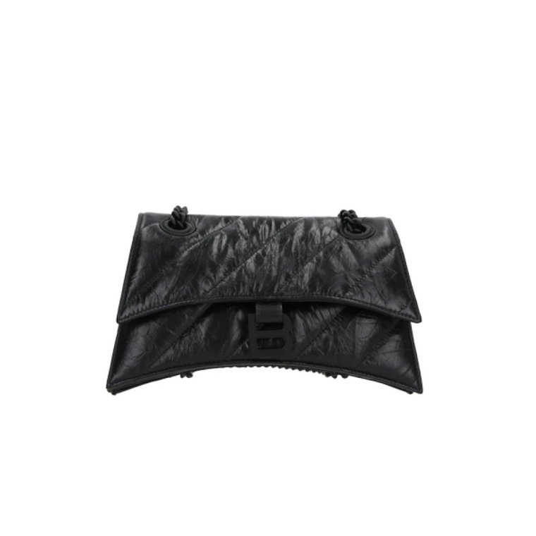 Czarna skórzana torebka na ramię Crush Matelassé Balenciaga
