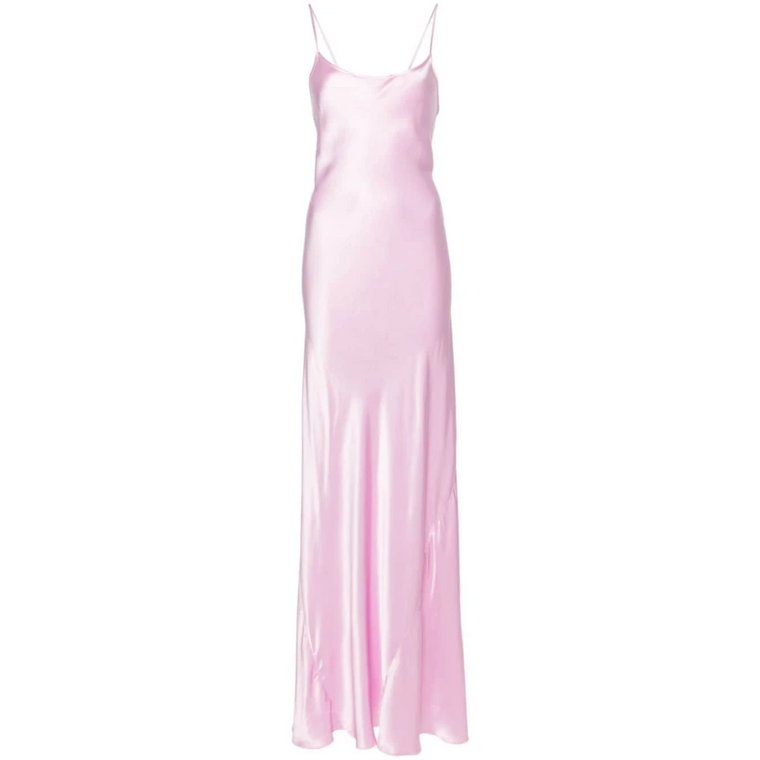Różowa Satynowa Sukienka Victoria Beckham
