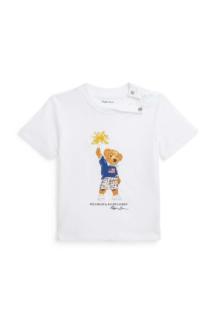Polo Ralph Lauren t-shirt bawełniany niemowlęcy kolor biały z nadrukiem 320853828034
