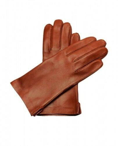 Skórzane rękawiczki nieocieplane - wiosenno-jesienne - jasno brązowe, koniakowe