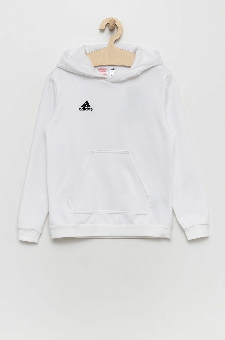 adidas Performance bluza dziecięca HG6303 kolor biały z kapturem gładka