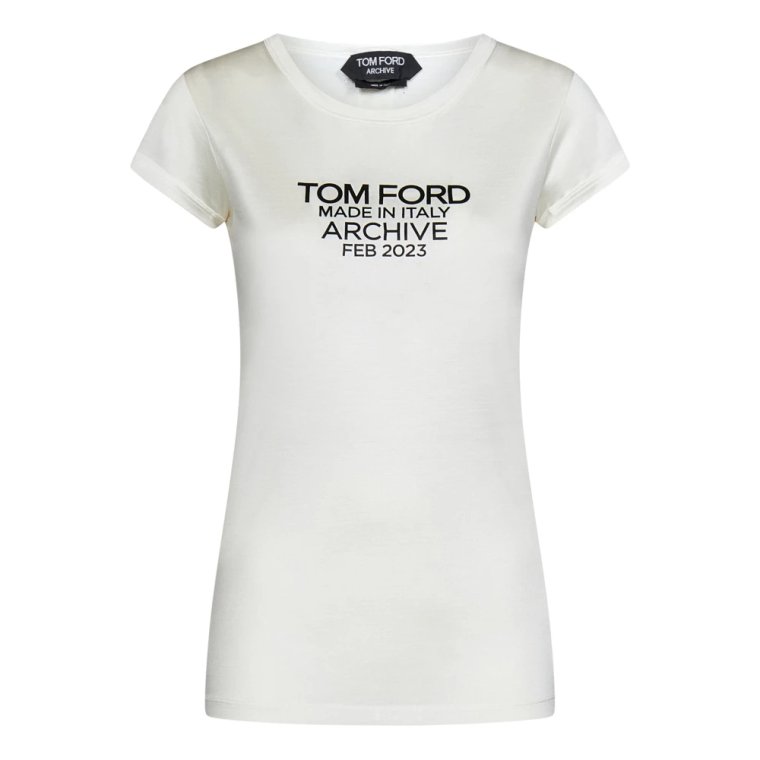 Obcisła koszulka z jedwabiu z logo Tom Ford