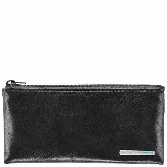 Piquadro Niebieskie kwadratowe etui na klucze skórzane 14 cm black