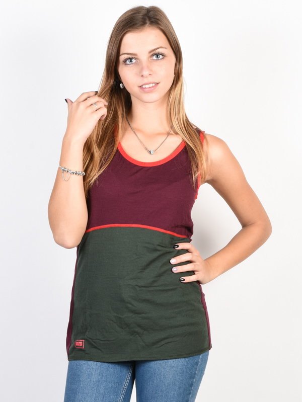 MONS ROYALE BELLA burgundy/forest green kobiety bielizna termo - XS