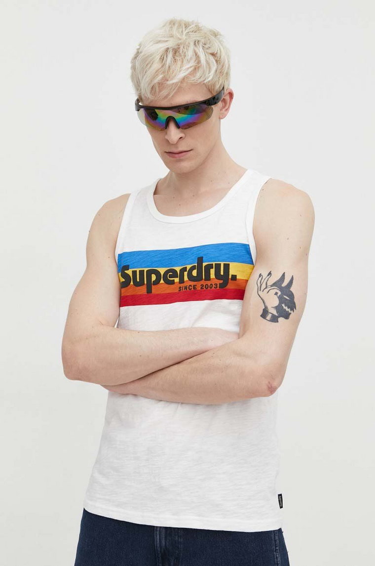 Superdry t-shirt bawełniany męski kolor biały