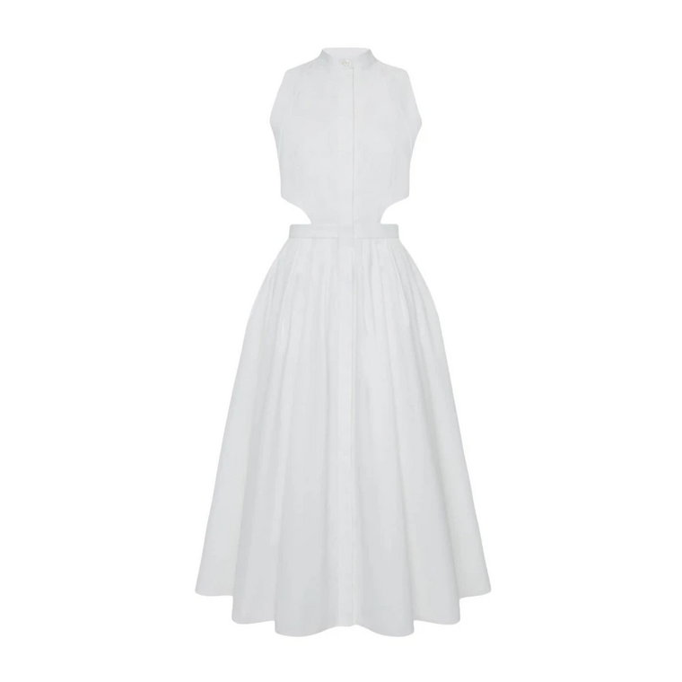 Biała Sukienka Midi z Wycięciami Alexander McQueen