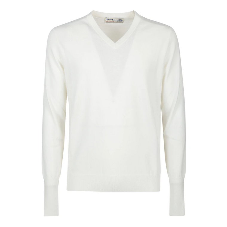 Biała Sweter z Dekoltem w Szpic Ballantyne