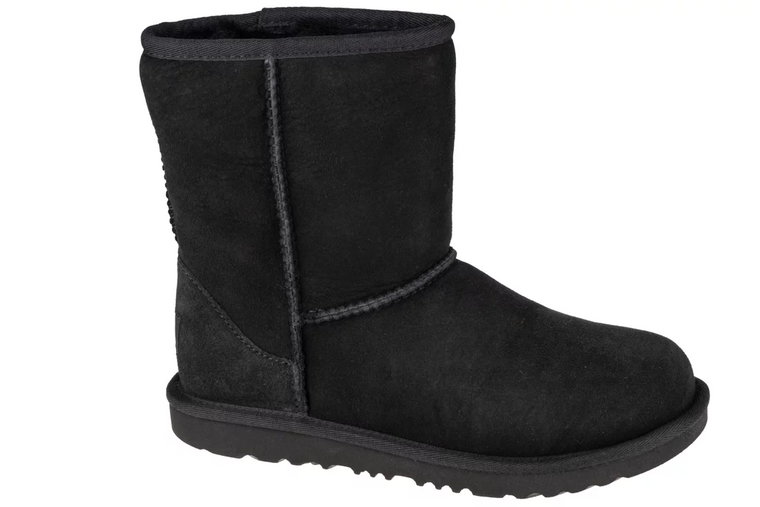 UGG Classic II Kids 1017703K-BLK, Dla dziewczynki, Czarne, buty zimowe, skóra naturalna, rozmiar: 31