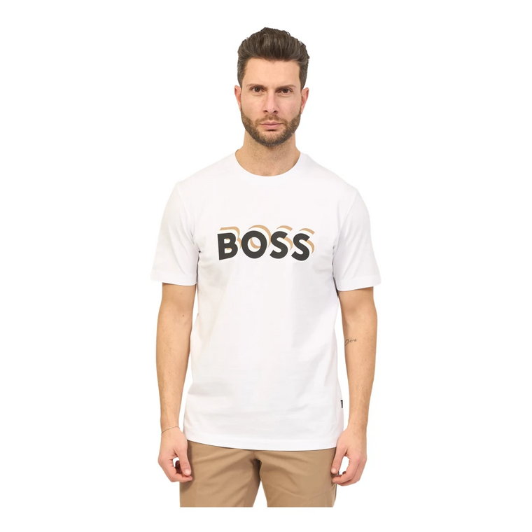 Regular Fit Bawełniana Koszulka z Logo z Gumy Hugo Boss