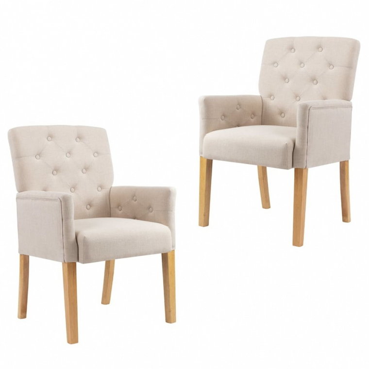Krzesła stołowe z podłokietnikami, 2 szt., beżowe, tkanina kod: V-3058291