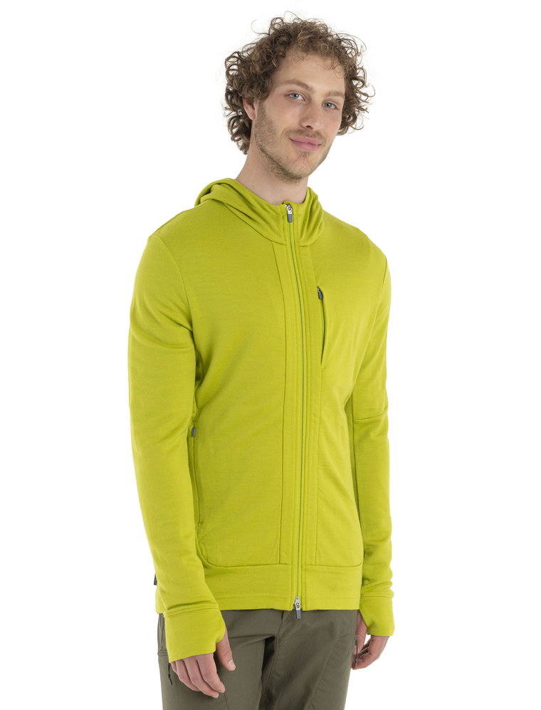 Męska bluza Icebreaker Quantum III LS Full Zip Hoodie bio lime/loden/cb - M