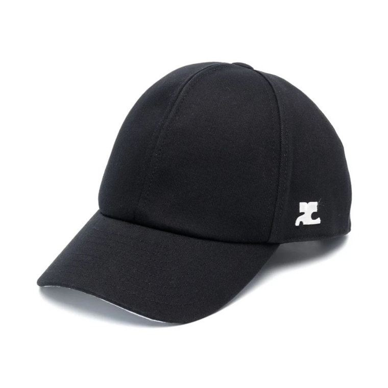 Czarna czapka z logo haftowanym Courrèges