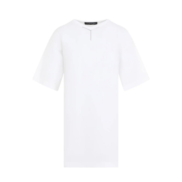 Biała koszulka z bawełny z dekoltem w serek Y/Project