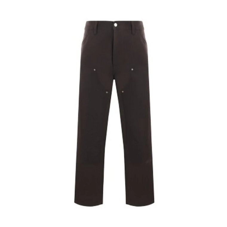 Brązowe Spodnie z organicznej bawełny z panelem na kolana Carhartt Wip