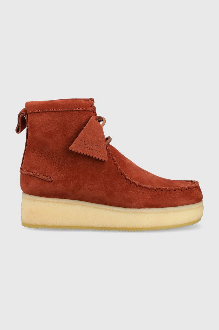 Clarks Originals mokasyny zamszowe Wallabee Craft damskie kolor czarny na koturnie 26163275