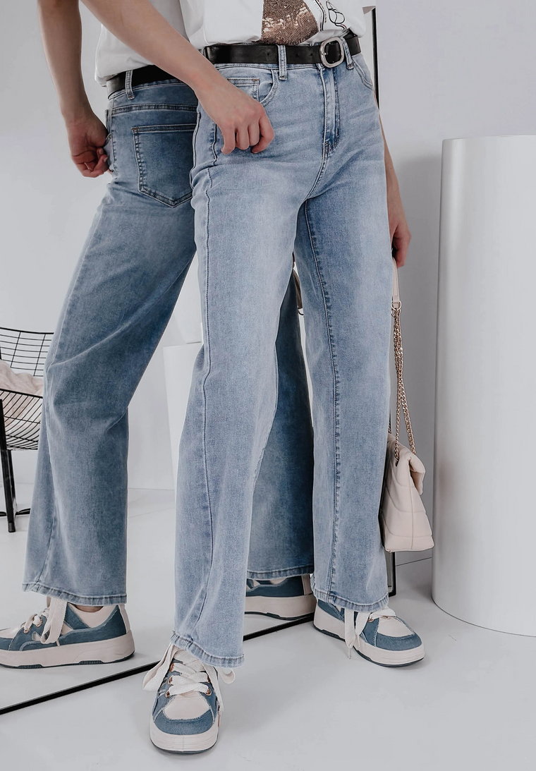 Spodnie jeansowe z szeroką nogawką Town niebieskie XS