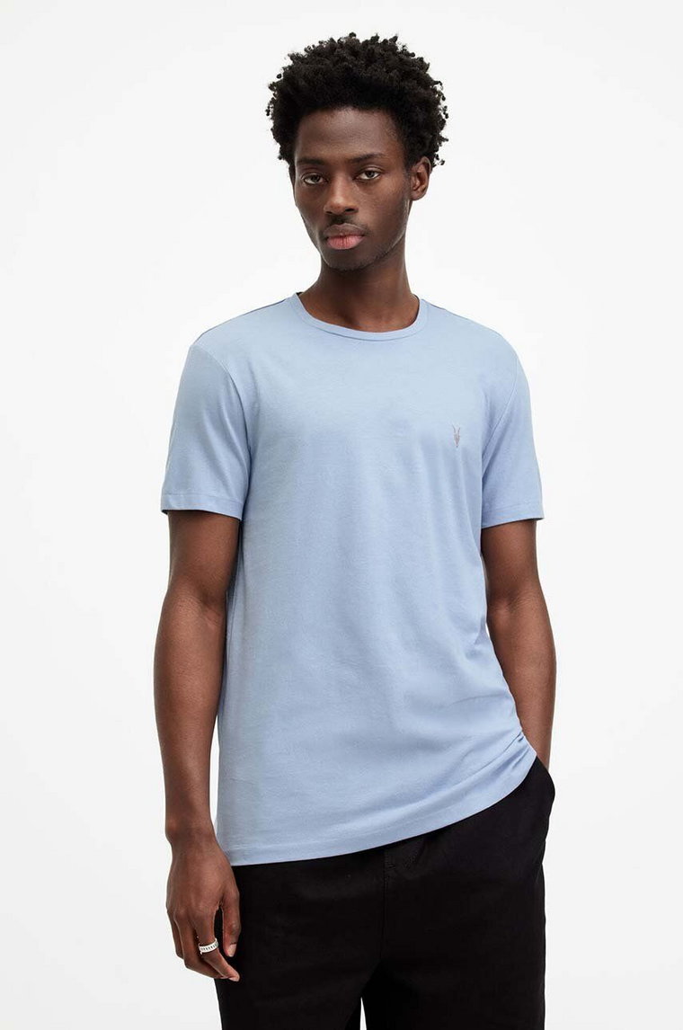 AllSaints t-shirt TONIC SS CREW męski kolor niebieski gładki