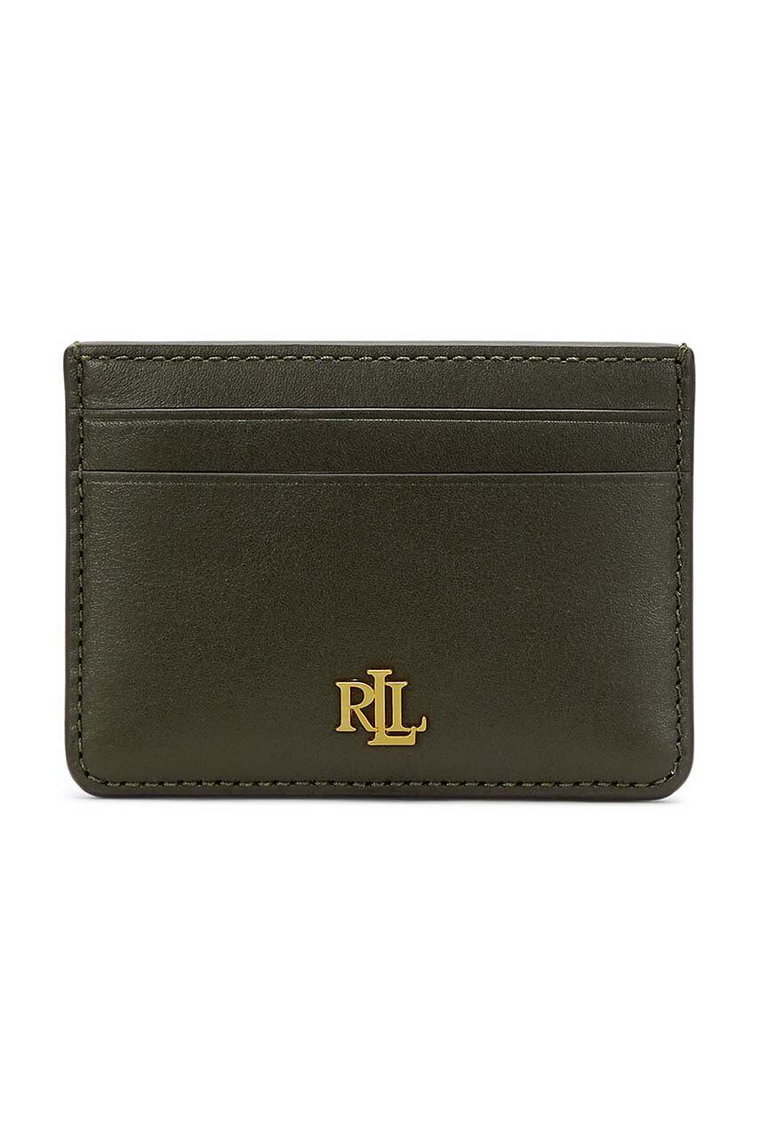 Lauren Ralph Lauren etui na karty skórzane kolor zielony 432876732