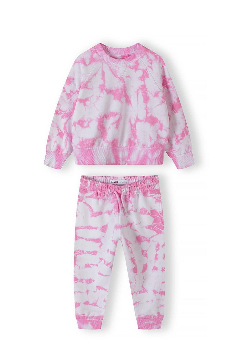 Dresowy komplet dla małej dziewczynki tie dye - różowy