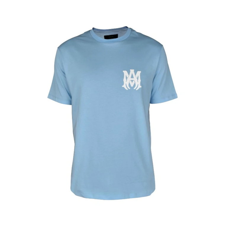 Lekki Niebieski Klasyczny T-shirt z Okrągłym Dekoltem Amiri