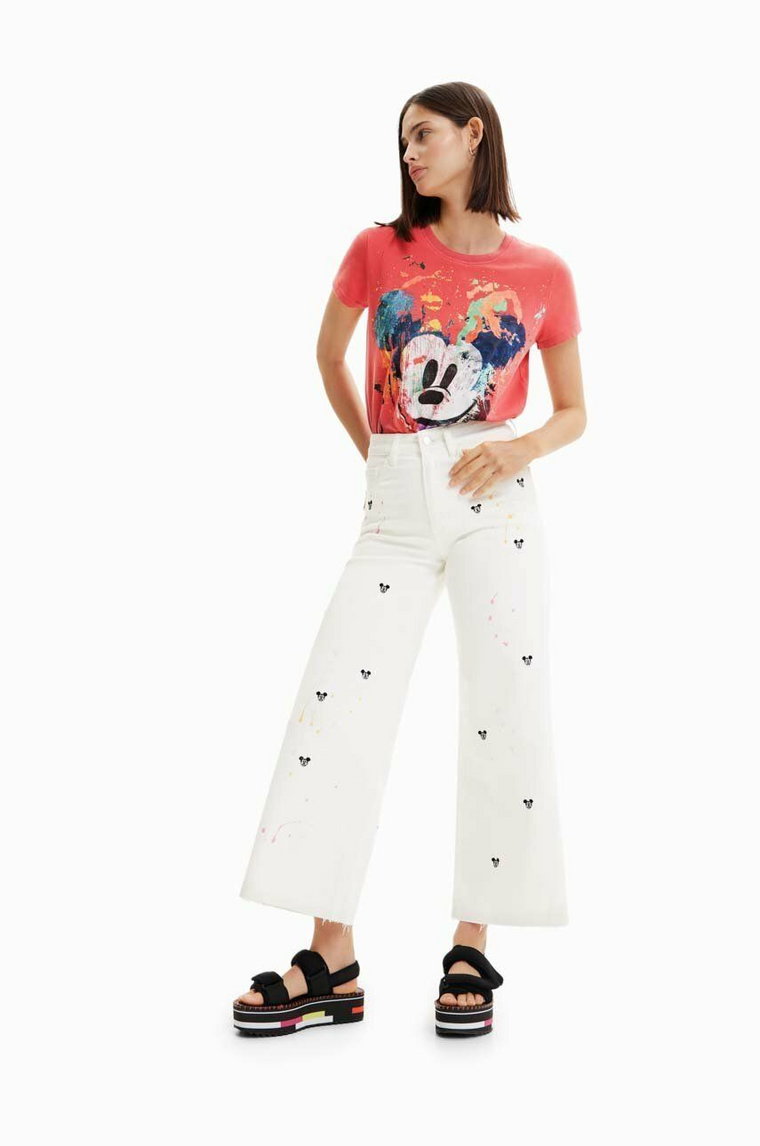 Desigual jeansy x Disney damskie medium waist