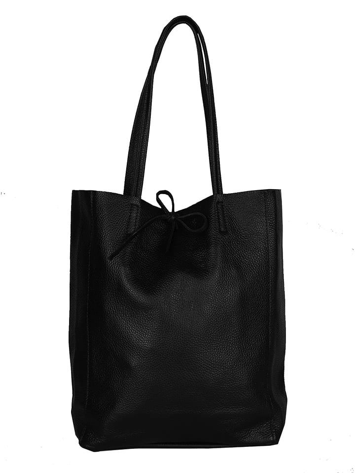 Zwillingsherz Skórzany shopper bag w kolorze czarnym - 40 x 45 x 15 cm