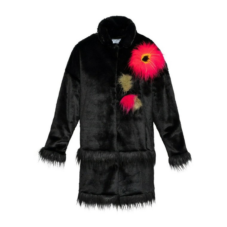 Płaszcz ze sztucznego futra Czarny Frida Fortini