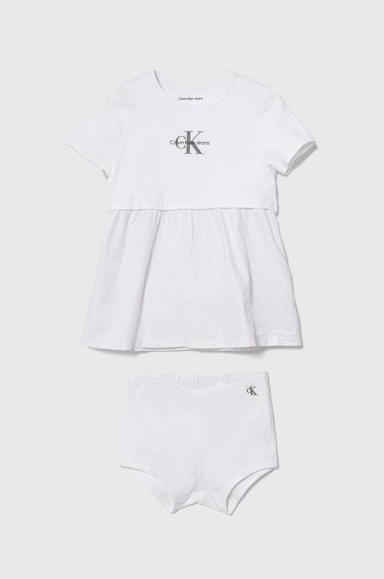 Calvin Klein Jeans sukienka niemowlęca kolor biały mini prosta