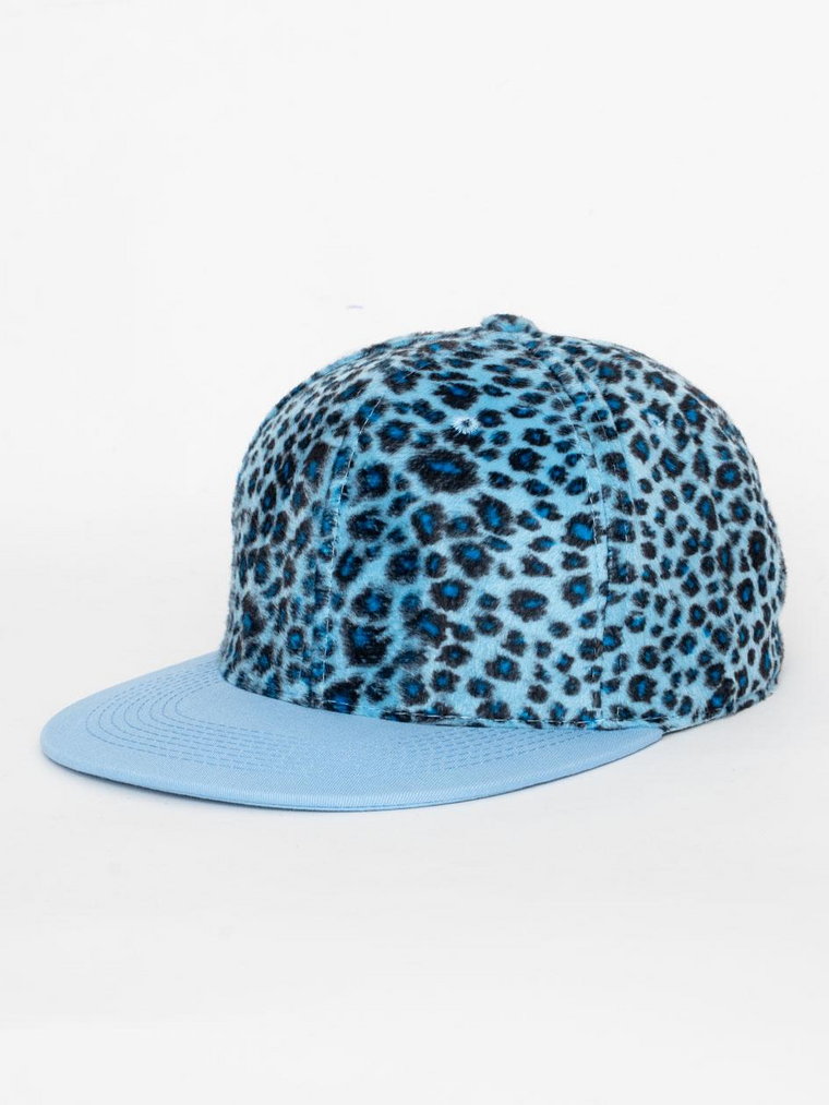 Welurowa Czapka Z Daszkiem Snapback Niebieska Royal Blue Leopard Pattern