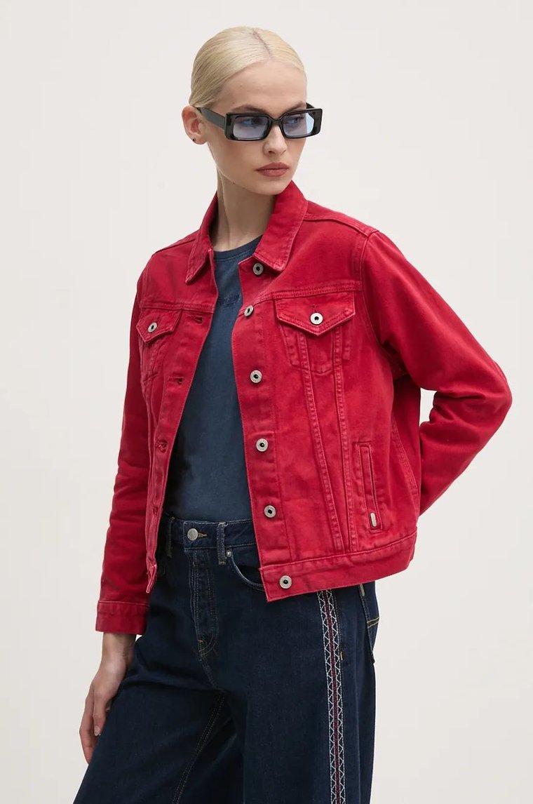 Pepe Jeans kurtka jeansowa REGULAR JACKET damska kolor czerwony przejściowa PL402432YH3