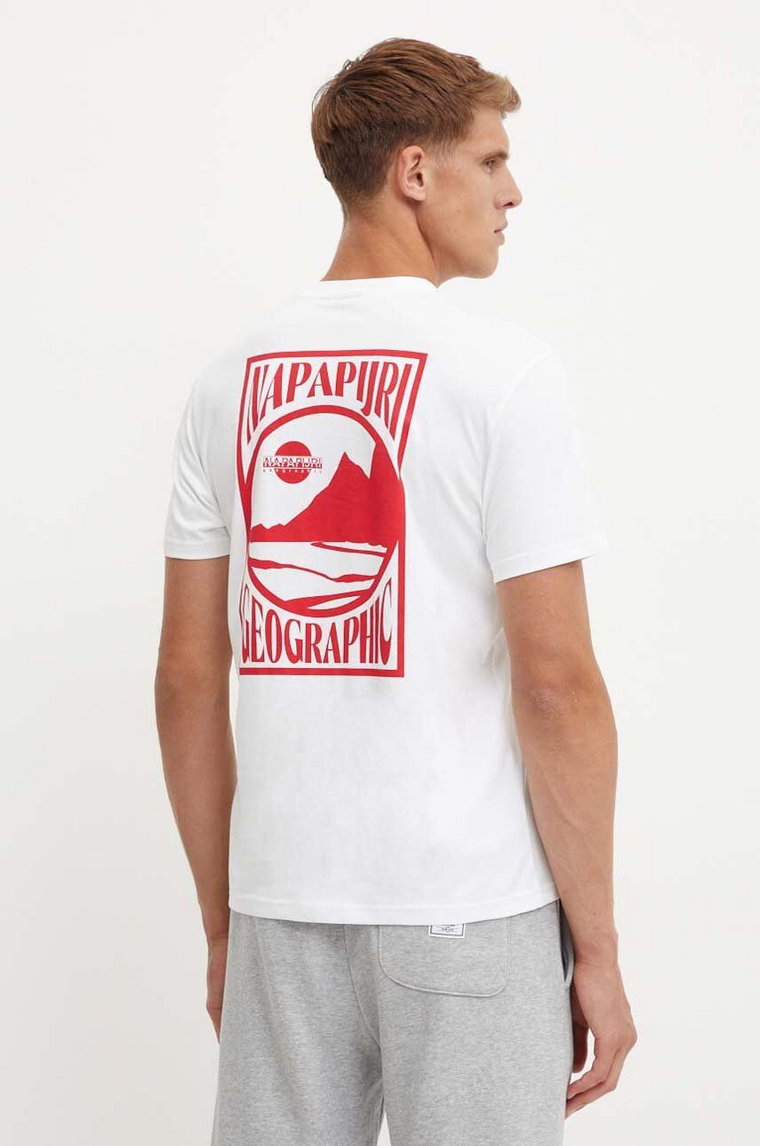 Napapijri t-shirt bawełniany S-Mele męski kolor biały z nadrukiem NP0A4IN40021