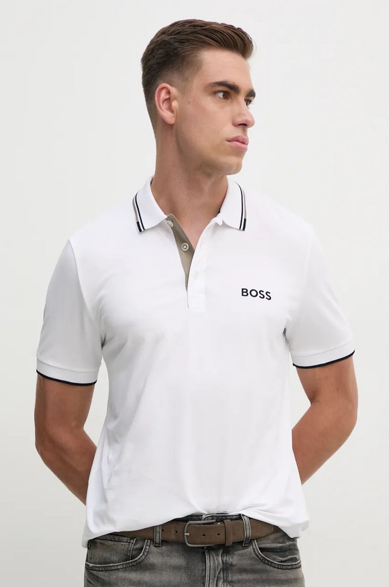 Boss Green polo męski kolor biały z aplikacją 50469102