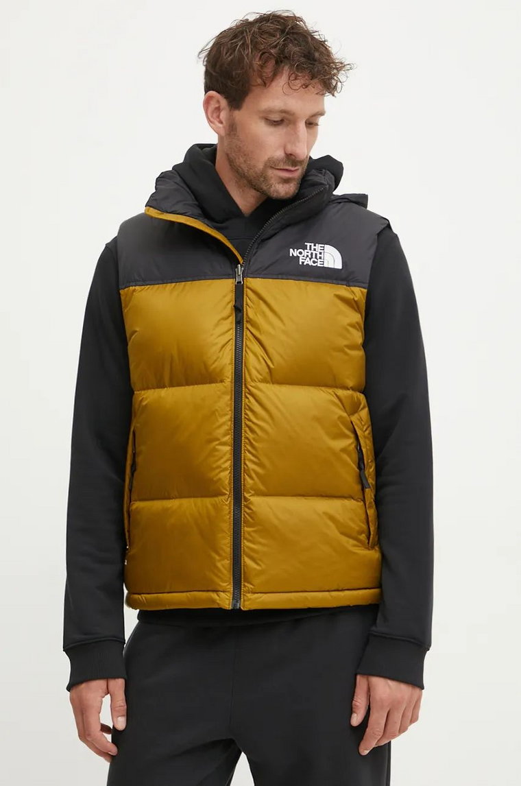 The North Face bezrękawnik puchowy 1996 Retro Nuptse męski kolor zielony zimowy NF0A3JQQ5HO1