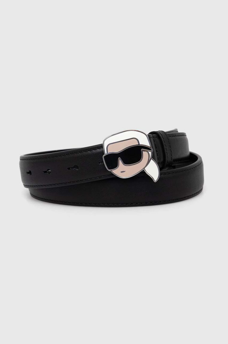 Karl Lagerfeld pasek skórzany damski kolor czarny 245W3103