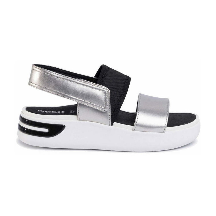 silver czarny casual open sandals Geox