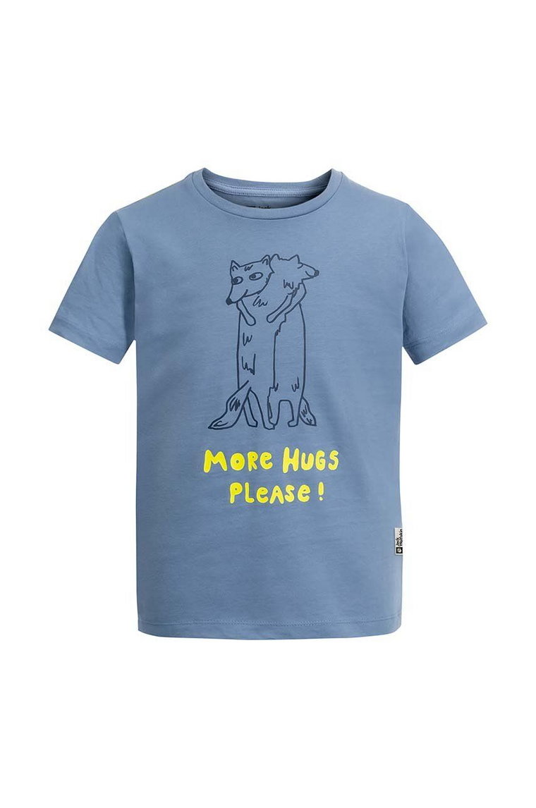 Jack Wolfskin t-shirt bawełniany dziecięcy MORE HUGS kolor niebieski z nadrukiem
