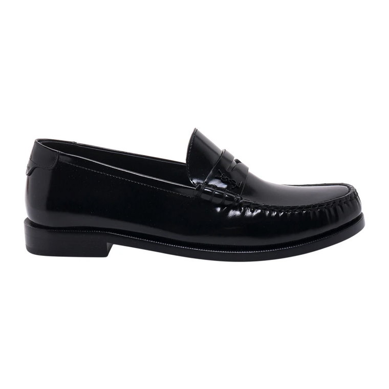 Czarne Skórzane Loafersy Ss23 Saint Laurent