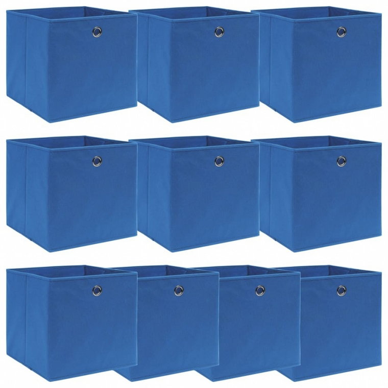 Pudełka, 10 szt., niebieskie, 32x32x32 cm, tkanina kod: V-288339