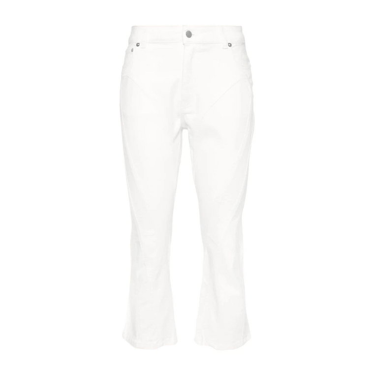 Białe Jeansy z Kontrastowym Szyciem Mugler